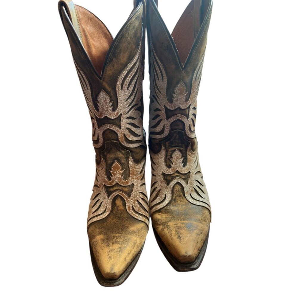 Dan Post Ndulgence Womens Leather Snip Toe Western Boots Sz 9.5 M Brown Cowgirl